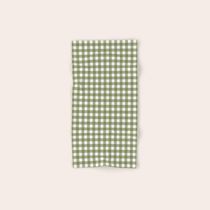 Gingham Check Pattern in Olive Green and White Bath Towel Gallery Image 1