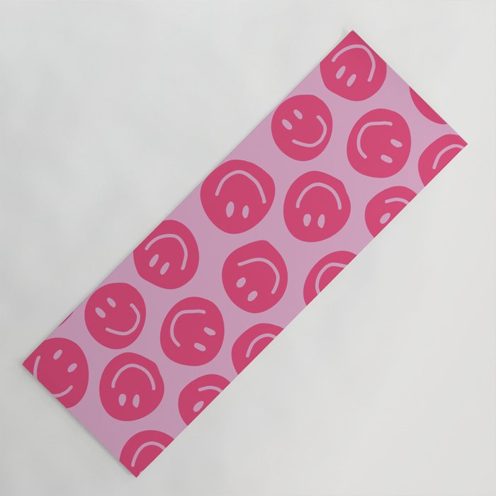 Hot Pink Smiley Faces Yoga Mat Gallery Image 1
