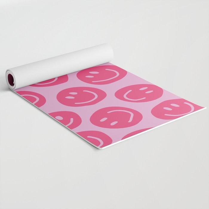 Hot Pink Smiley Faces Yoga Mat Gallery Image 2