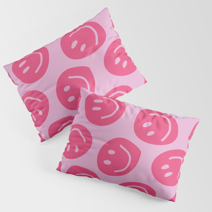 Hot Pink Smiley Faces Pillow Sham Gallery Image 3