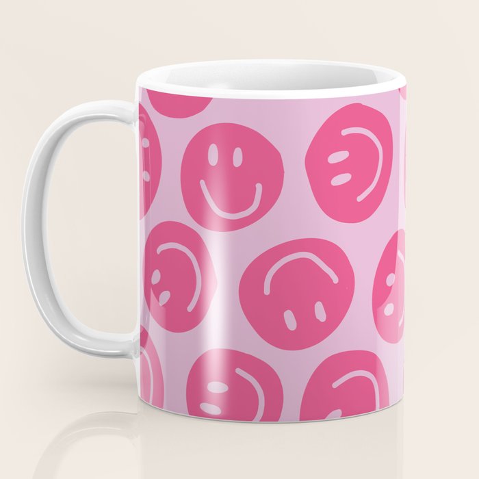 Hot Pink Smiley Faces Coffee Mug Gallery Image 3