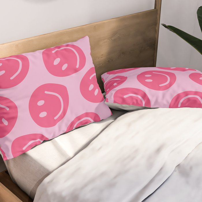 Hot Pink Smiley Faces Pillow Sham Gallery Image 2