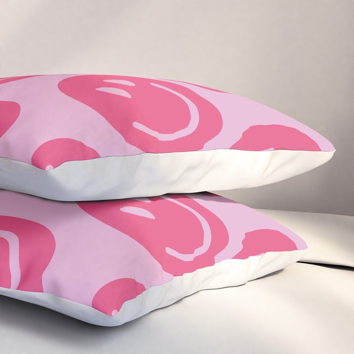 Hot Pink Smiley Faces Pillow Sham Gallery Image 3