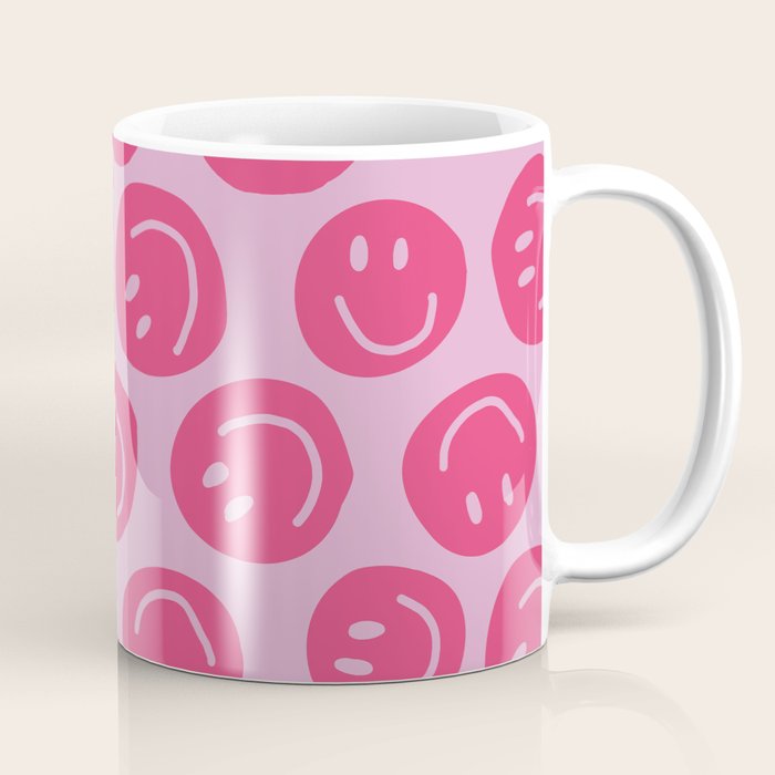 Hot Pink Smiley Faces Coffee Mug Gallery Image 1