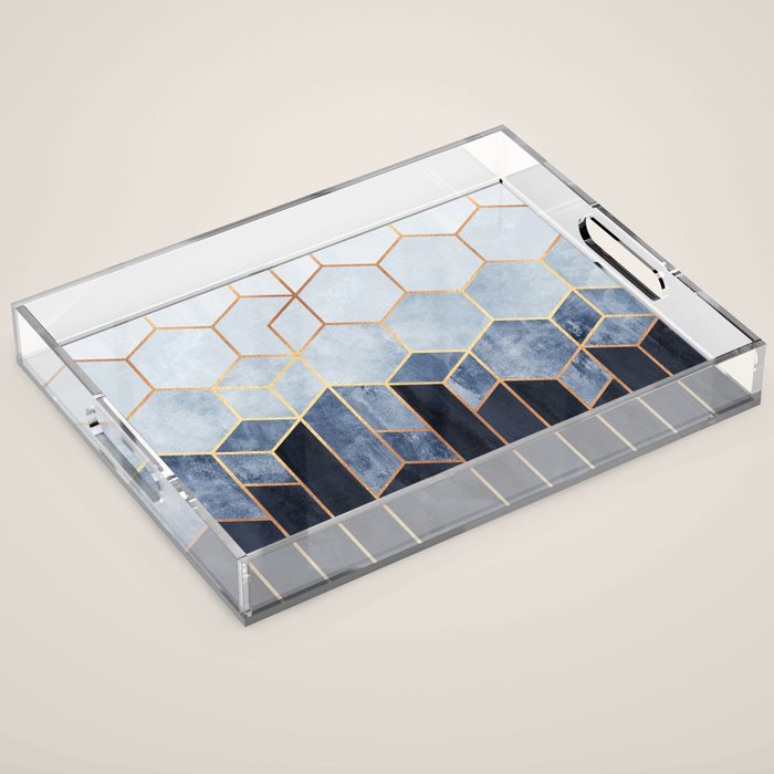 Soft Blue Hexagons Acrylic Tray Gallery Image 1