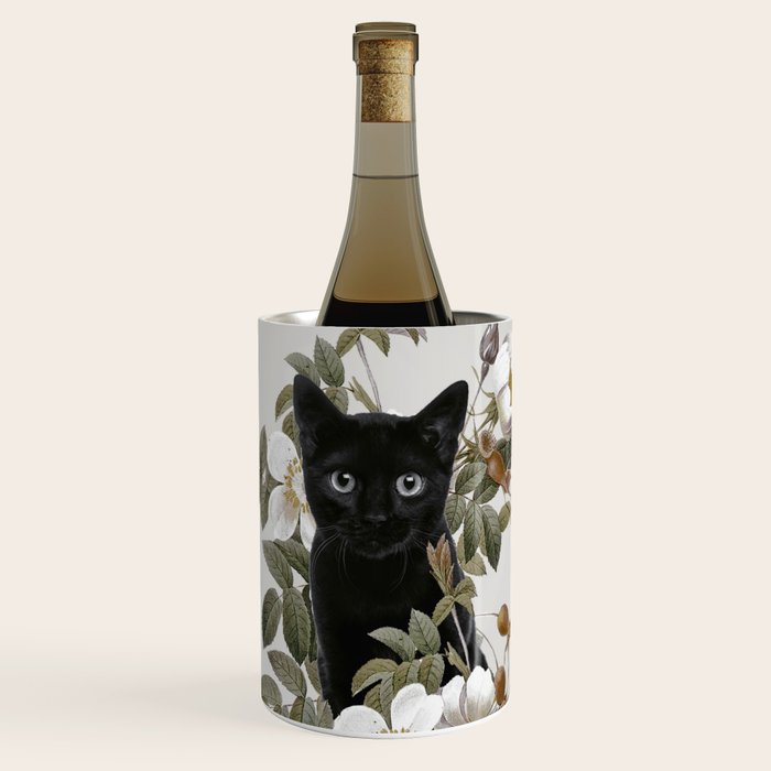 Cat With Flowers Wine Chiller Gallery Image 1