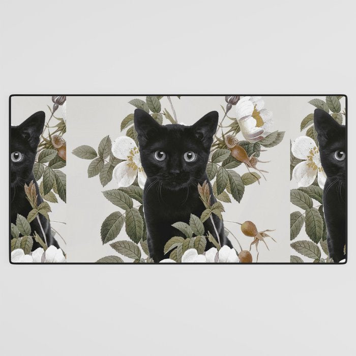 Cat With Flowers Desk Mat Gallery Image 3