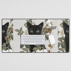 Cat With Flowers Desk Mat Gallery Image 1