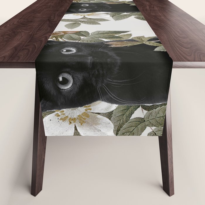 Cat With Flowers Table Runner Gallery Image 1