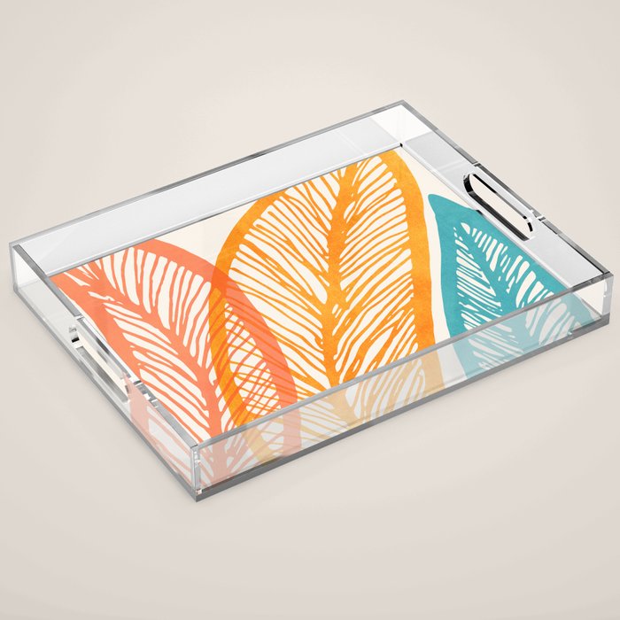 Colorful Tropical Flora - Retro Palette Acrylic Tray Gallery Image 1