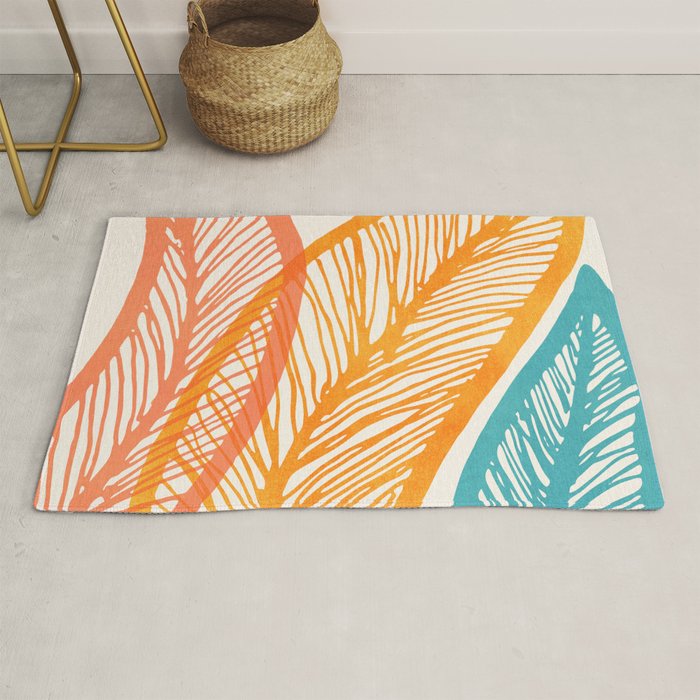 Colorful Tropical Flora - Retro Palette Rug Gallery Image 1