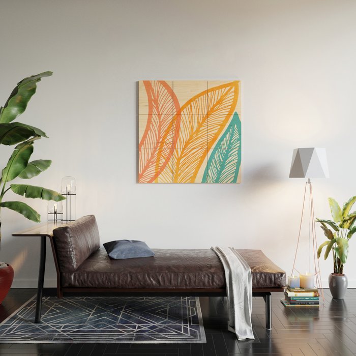 Colorful Tropical Flora - Retro Palette Wood Wall Art Gallery Image 2