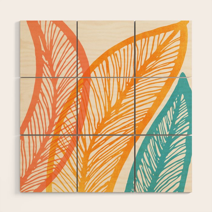 Colorful Tropical Flora - Retro Palette Wood Wall Art Gallery Image 1