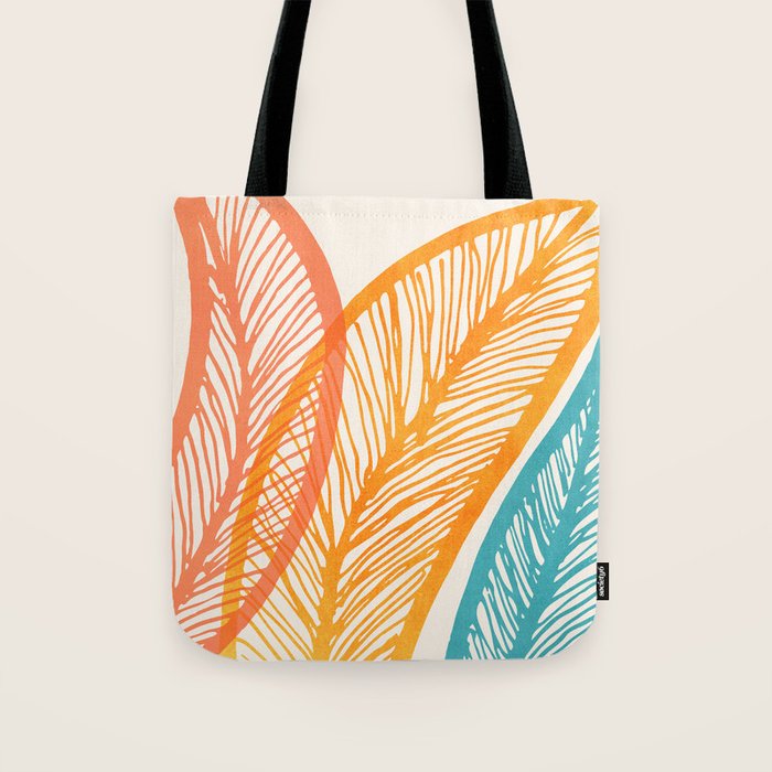 Colorful Tropical Flora - Retro Palette Tote Bag Gallery Image 1