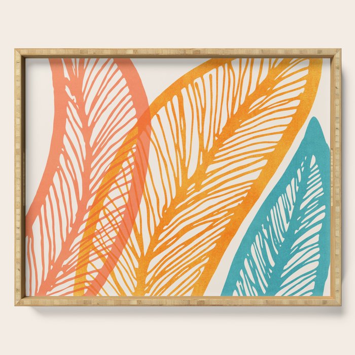 Colorful Tropical Flora - Retro Palette Serving Tray Gallery Image 1
