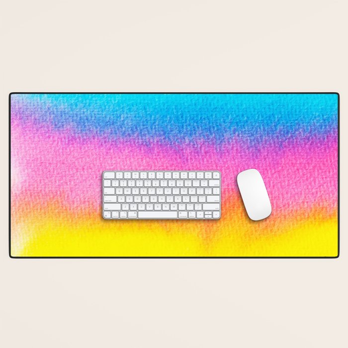 Rainbow, Watercolor Painting Abstract Colorful Fun, Urban Eclectic Contemporary Party Bohemian Desk Mat Gallery Image 1