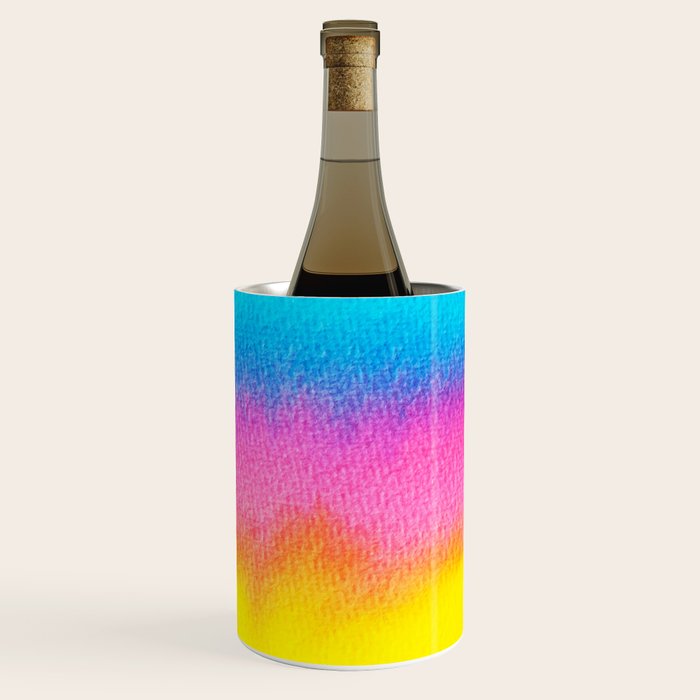 Rainbow, Watercolor Painting Abstract Colorful Fun, Urban Eclectic Contemporary Party Bohemian Wine Chiller Gallery Image 3