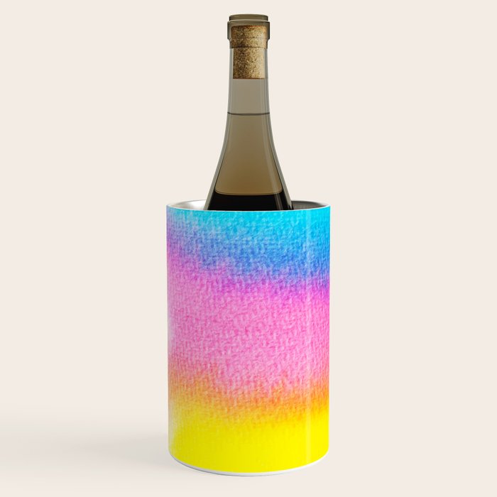 Rainbow, Watercolor Painting Abstract Colorful Fun, Urban Eclectic Contemporary Party Bohemian Wine Chiller Gallery Image 2