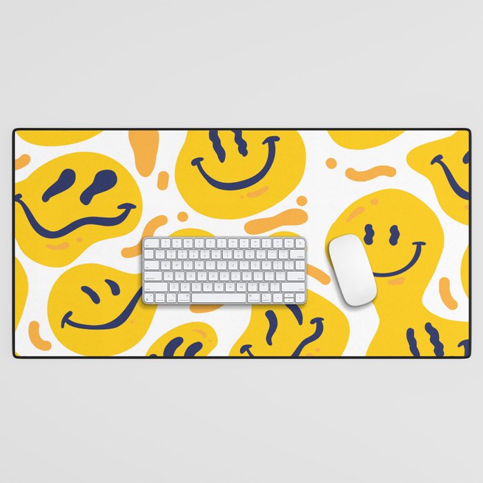 Yellow Dripping Smiley Faces Desk Mat Gallery Image 1