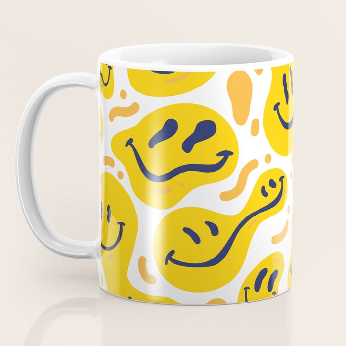 Yellow Dripping Smiley Faces Coffee Mug Gallery Image 3