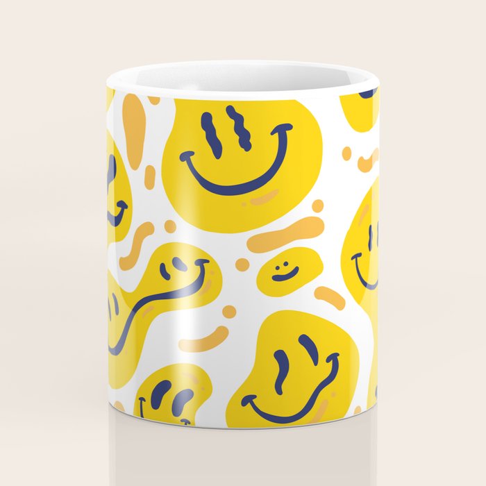 Yellow Dripping Smiley Faces Coffee Mug Gallery Image 4