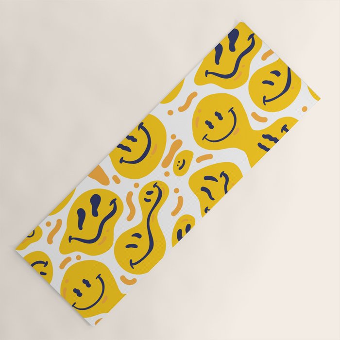 Yellow Dripping Smiley Faces Yoga Mat Gallery Image 1