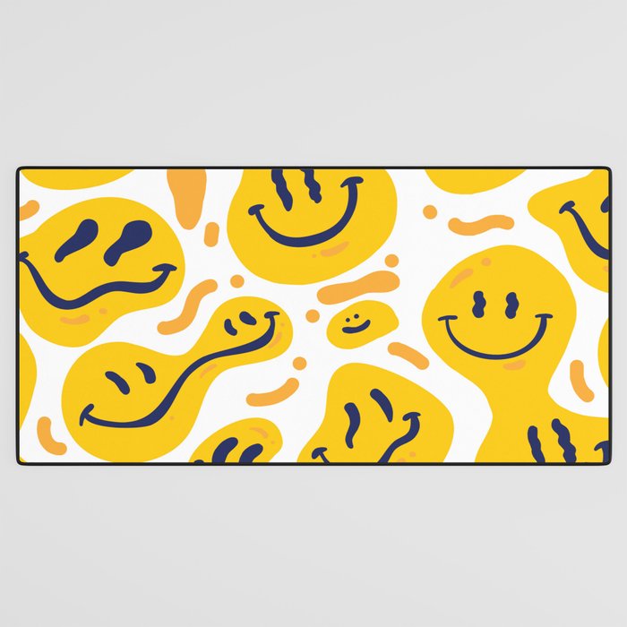 Yellow Dripping Smiley Faces Desk Mat Gallery Image 3