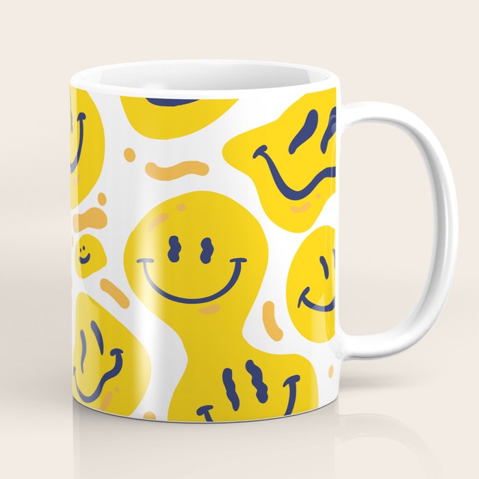 Yellow Dripping Smiley Faces Coffee Mug Gallery Image 1
