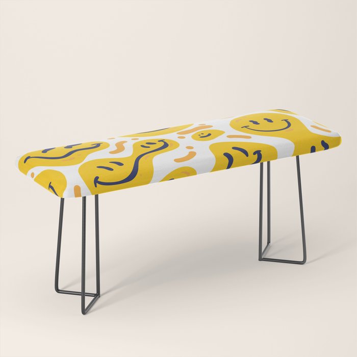 Yellow Dripping Smiley Faces Bench Gallery Image 1