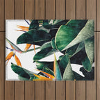 Paradise Bird, Nature Botanical Plant Floral, Tropical Garden Watercolor Painting Outdoor Rug Gallery Image 1
