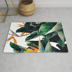 Paradise Bird, Nature Botanical Plant Floral, Tropical Garden Watercolor Painting Rug Gallery Image 1