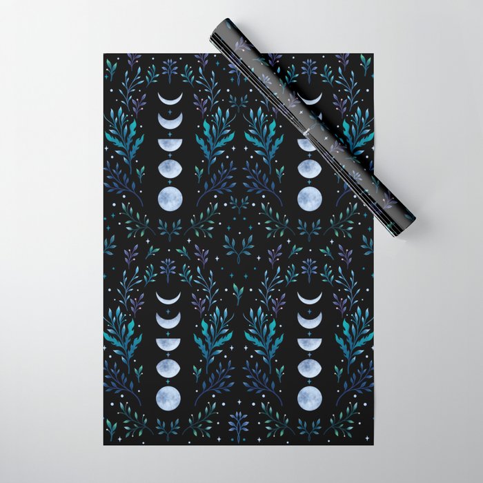 Moonlight Garden - Blue Wrapping Paper Gallery Image 1