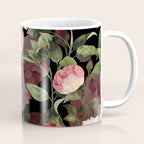Floral Flower Pattern Watercolor White Pink Flowers Black Background Coffee Mug Gallery Image 1
