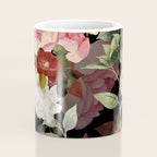 Floral Flower Pattern Watercolor White Pink Flowers Black Background Coffee Mug Gallery Image 4