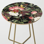 Floral Flower Pattern Watercolor White Pink Flowers Black Background Side Table Gallery Image 2
