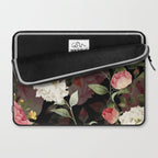 Floral Flower Pattern Watercolor White Pink Flowers Black Background Laptop Sleeve Gallery Image 2