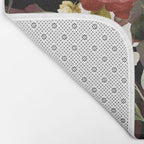Floral Flower Pattern Watercolor White Pink Flowers Black Background Bath Mat Gallery Image 2