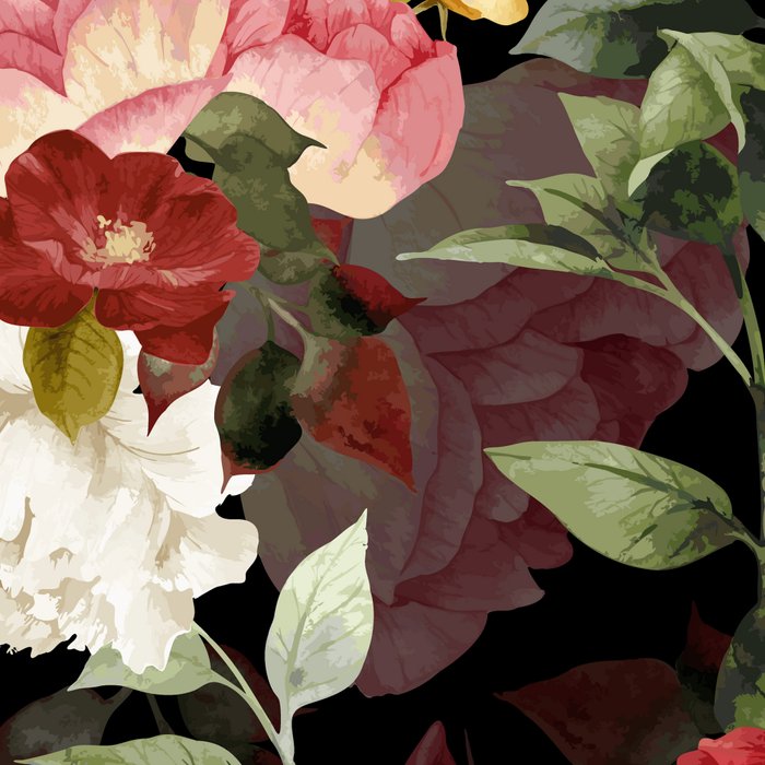 Floral Flower Pattern Watercolor White Pink Flowers Black Background Coffee Mug Gallery Image 2