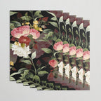 Floral Flower Pattern Watercolor White Pink Flowers Black Background Wrapping Paper Gallery Image 3