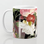Floral Flower Pattern Watercolor White Pink Flowers Black Background Coffee Mug Gallery Image 3