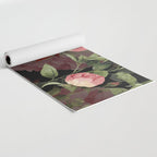 Floral Flower Pattern Watercolor White Pink Flowers Black Background Yoga Mat Gallery Image 2