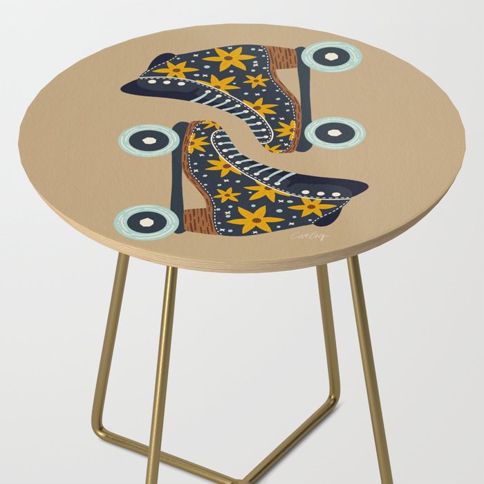 Retro Roller Skates - Teal & Yellow Palette Side Table Gallery Image 2