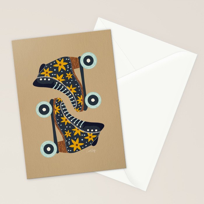 Retro Roller Skates - Teal & Yellow Palette Stationery Card Gallery Image 2