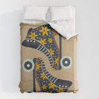 Retro Roller Skates - Teal & Yellow Palette Duvet Cover Gallery Image 6