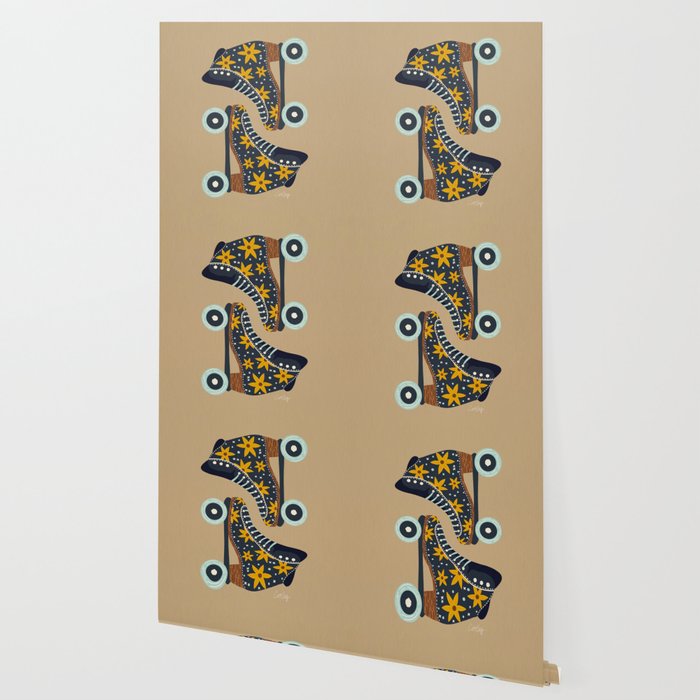 Retro Roller Skates - Teal & Yellow Palette Wallpaper Gallery Image 2