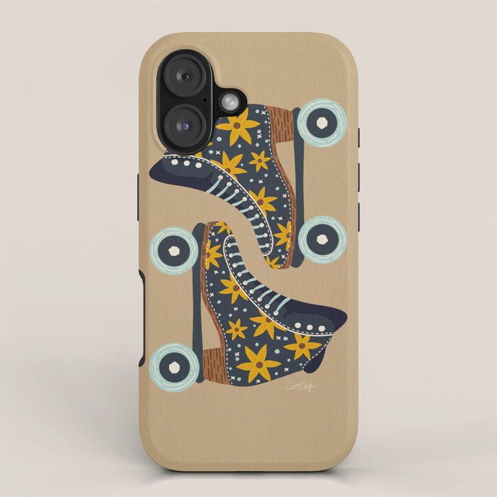 Retro Roller Skates - Teal & Yellow Palette iPhone Case Gallery Image 1