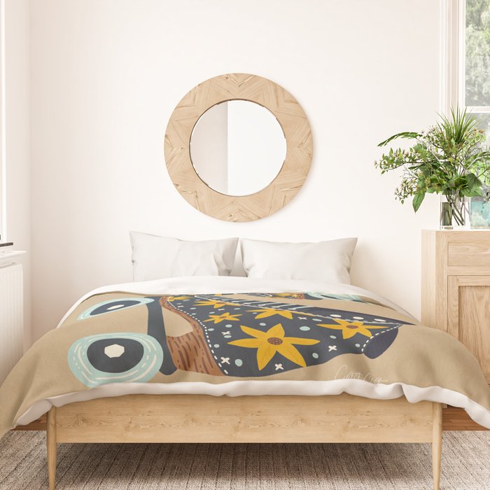 Retro Roller Skates - Teal & Yellow Palette Duvet Cover Gallery Image 3
