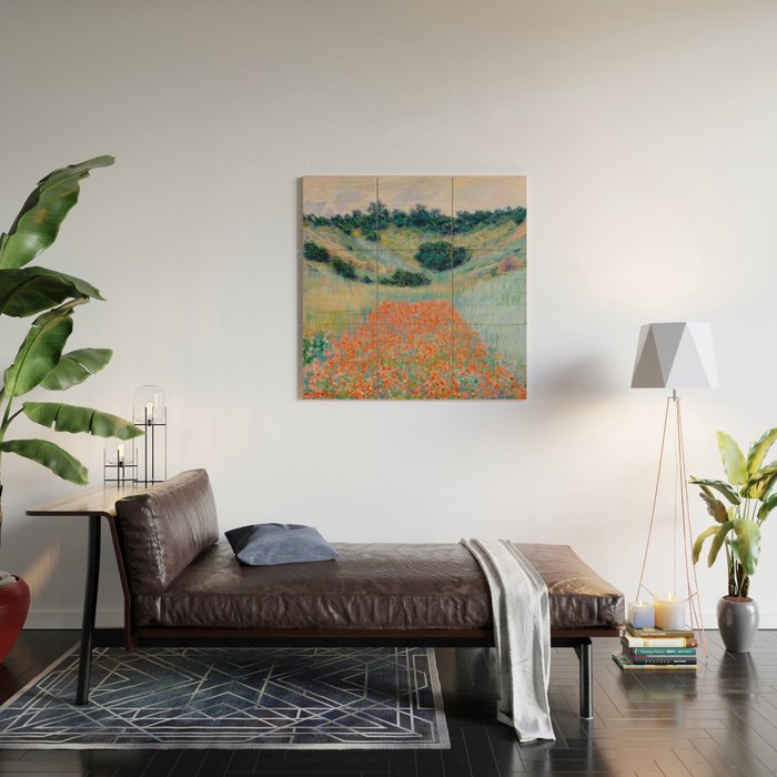 Poppy Field in a Hollow near Giverny Claude Monet Wood Wall Art Gallery Image 2