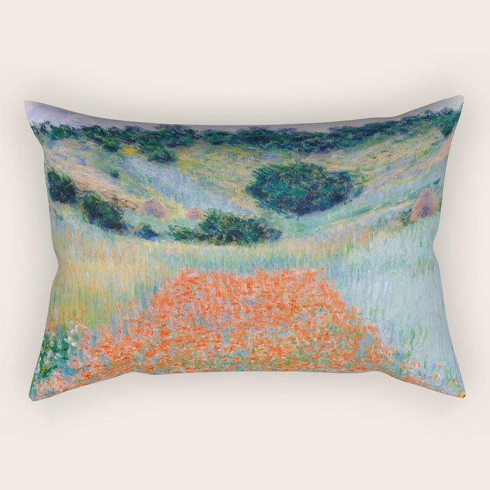 Poppy Field in a Hollow near Giverny Claude Monet Rectangular Pillow Gallery Image 1