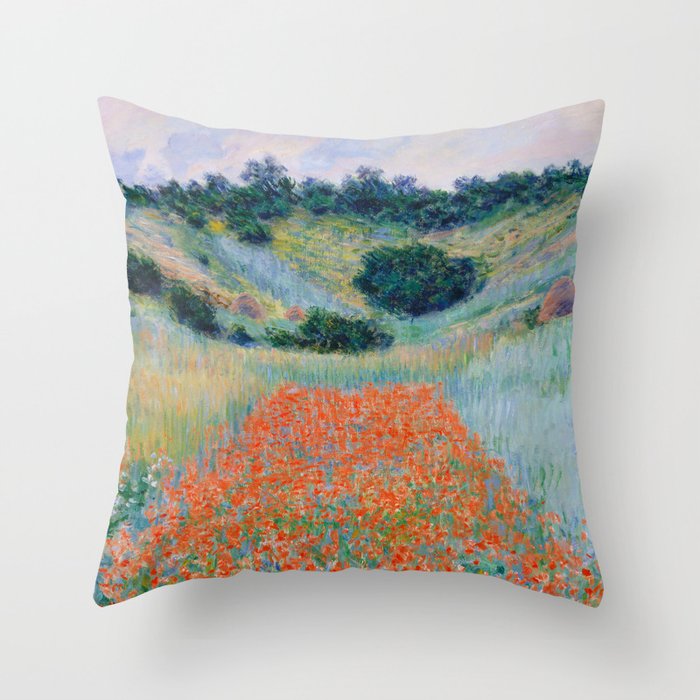 Poppy Field in a Hollow near Giverny Claude Monet Throw Pillow Gallery Image 6